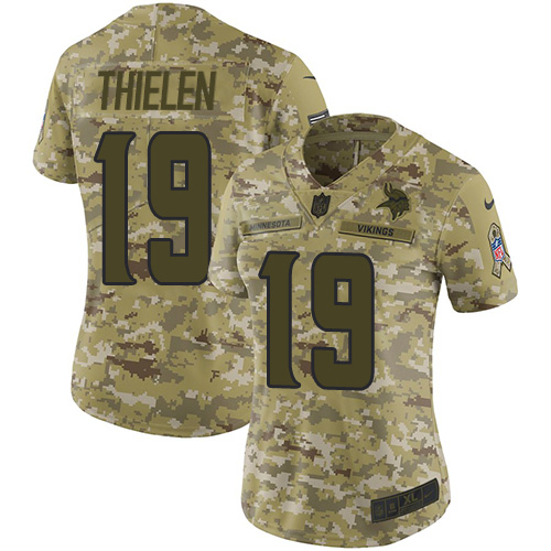 Women's Minnesota Vikings#19 Adam Thielen 2018 Camo Salute To Service Limited Stitched NFL Jersey