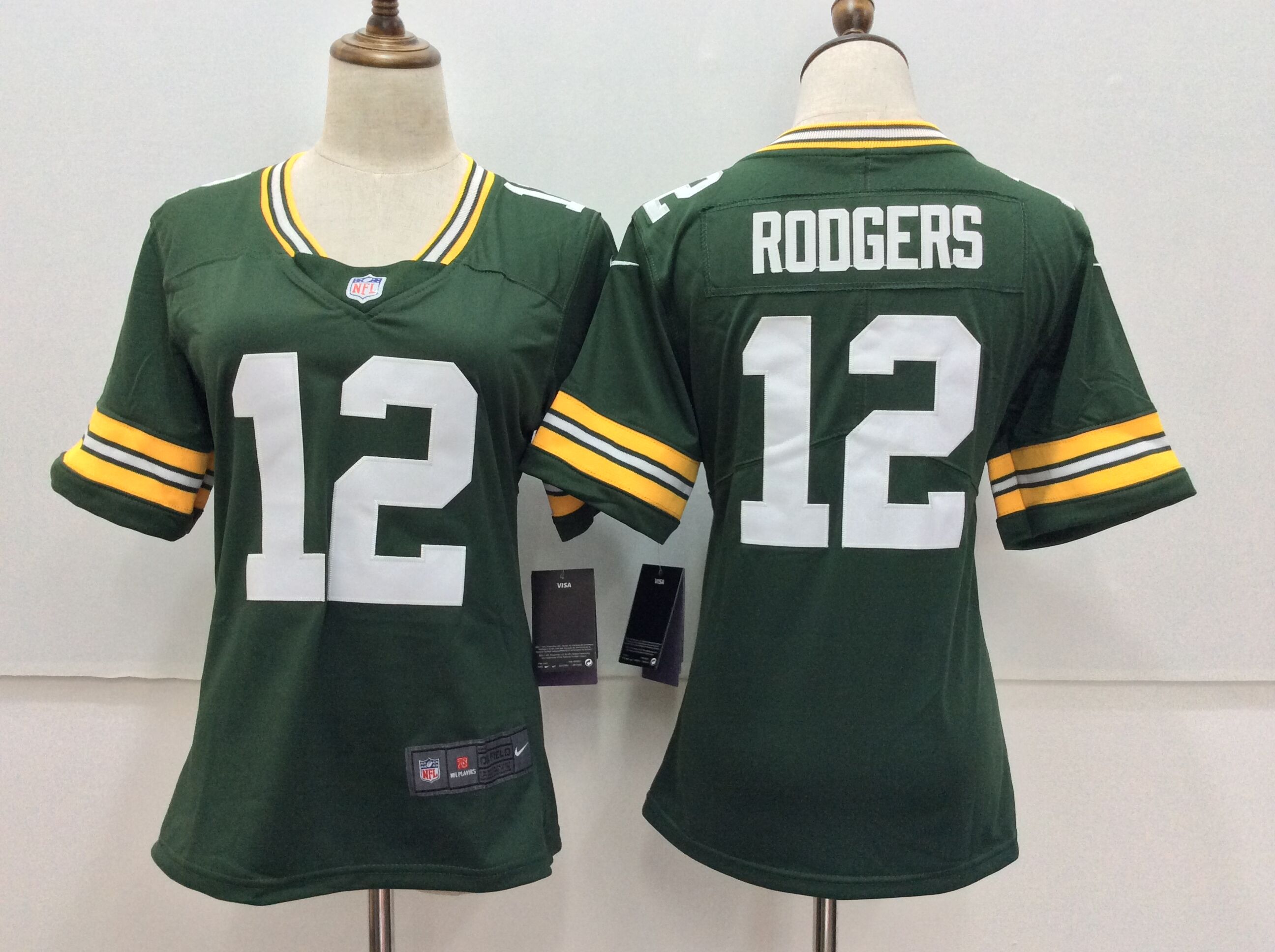 Women's Nike Green Bay Packers #12 Rodgers Green Limited Stitched Jersey(Run Small) - Click Image to Close