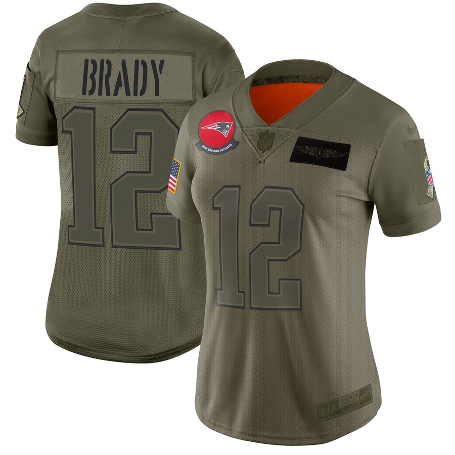 Women's New England Patriots #12 Tom Brady 2019 Camo Salute To Service Stitched NFL Jersey(Run Small) - Click Image to Close