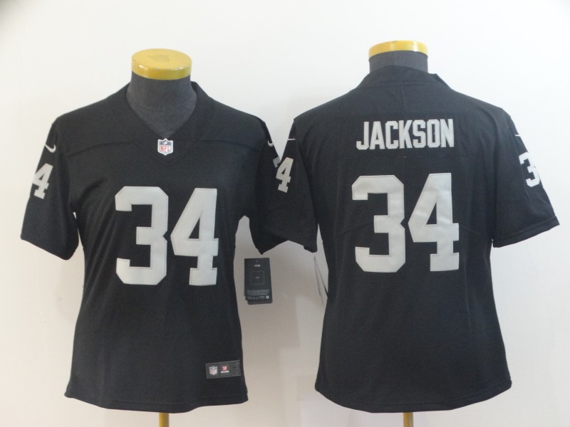 Women's Oakland Raiders #34 Bo Jackson Black Vapor Untouchable Limited Stitched NFL Jersey(Run Small)