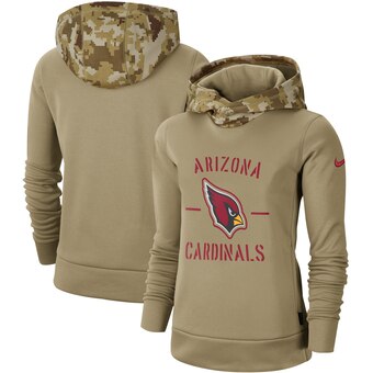 Women's Arizona Cardinals Khaki 2019 Salute To Service Therma Pullover Hoodie(Run Small)