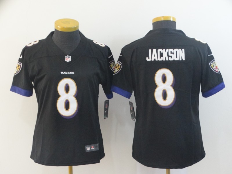 Women's Baltimore Ravens #8 Lamar Jackson Black Vapor Untouchable Limited NFL Jersey