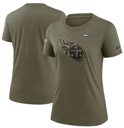 Women's Tennessee Titans Olive 2021 Salute To Service T-Shirt (Run Small) - Click Image to Close