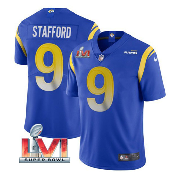 Women's Los Angeles Rams #9 Matthew Stafford 2022 Royal Super Bowl LVI Vapor Limited Stitched Jersey(Run Small)