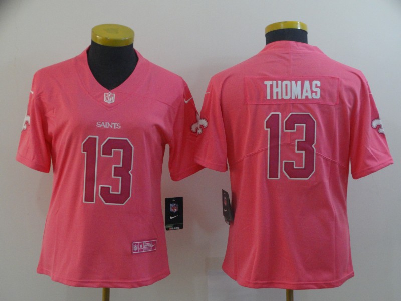 Women's New Orleans Saints #13 Michael Thomas Pink Vapor Untouchable Limited Stitched NFL Jersey(Run Small??