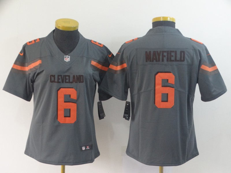 Women's Cleveland Browns #6 Baker Mayfield Gray Inverted Legend Stitched NFL Jersey(Run Small) - Click Image to Close