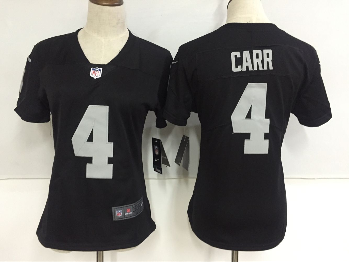 Women's Nike Oakland Raiders #4 Derek Carr Black Stitched NFL Vapor Untouchable Limited Jersey