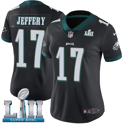 Women's Philadelphia Eagles #17 Alshon Jeffery Black Super Bowl LII Bound Patch Game Event Stitched NFL Jersey