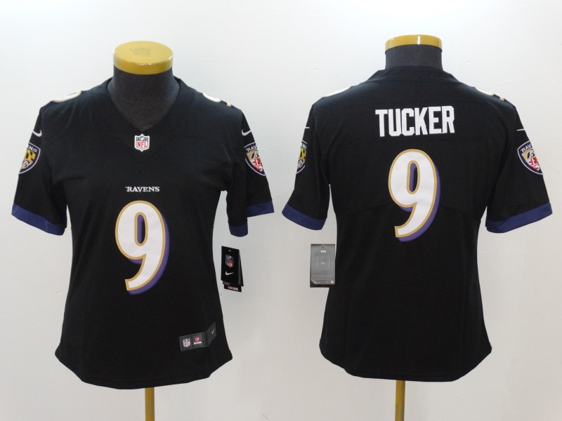 Women's Baltimore Ravens #9 Justin Tucker Black Vapor Untouchable Limited Stitched NFL Jersey