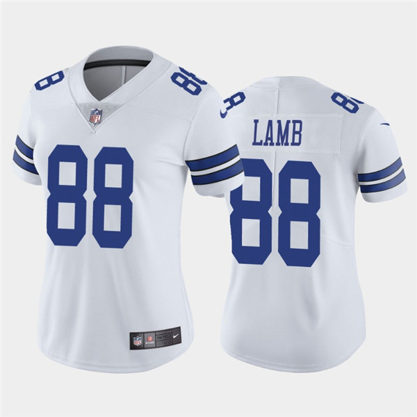 Women's Cowboys #88 CeeDee Lamb White Vapor Untouchable Limited Stitched NFL Jersey (Size run smaller, add size up) - Click Image to Close