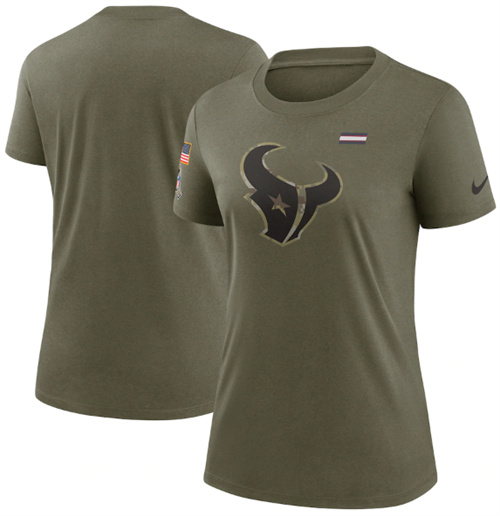 Women's Houston Texans Olive 2021 Salute To Service T-Shirt (Run Small)