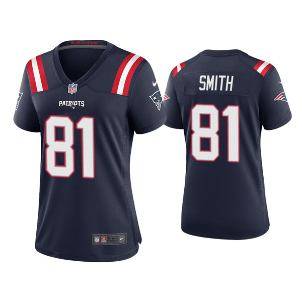 Women's New England Patriots #81 Jonnu Smith Navy Vapor Untouchable Limited Stitched Jersey(Run Small) - Click Image to Close