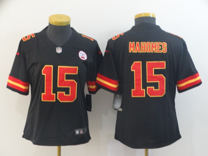 Women's Kansas City Chiefs #15 Patrick Mahomes Black Vapor Untouchable Stitched NFL Jersey(Run Small) - Click Image to Close