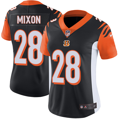 Women's Cincinnati Bengals #28 Joe Mixon Black Team Color Stitched NFL Vapor Untouchable Limited Jersey