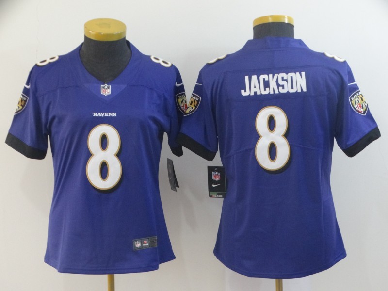 Women's Baltimore Ravens #8 Lamar Jackson Purple Vapor Untouchable Limited NFL Jersey