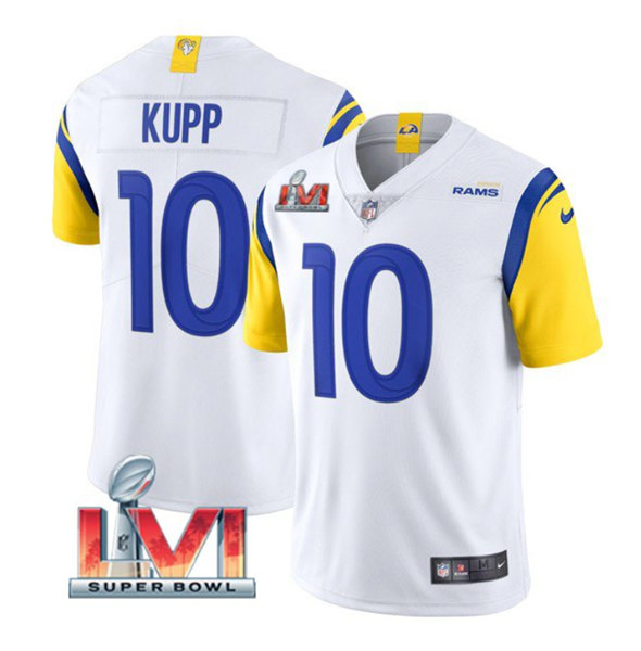 Women's Los Angeles Rams #10 Cooper Kupp White 2022 Super Bowl LVI Vapor Limited Stitched Jersey(Run Small) - Click Image to Close