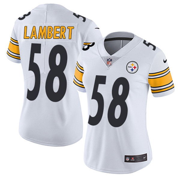 Women's Pittsburgh Steelers #58 Jack Lambert White Vapor Untouchable Limited Stitched Jersey(Run Small) - Click Image to Close