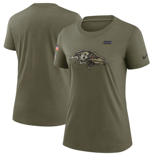 Women's Baltimore Ravens Olive 2021 Salute To Service T-Shirt (Run Small)