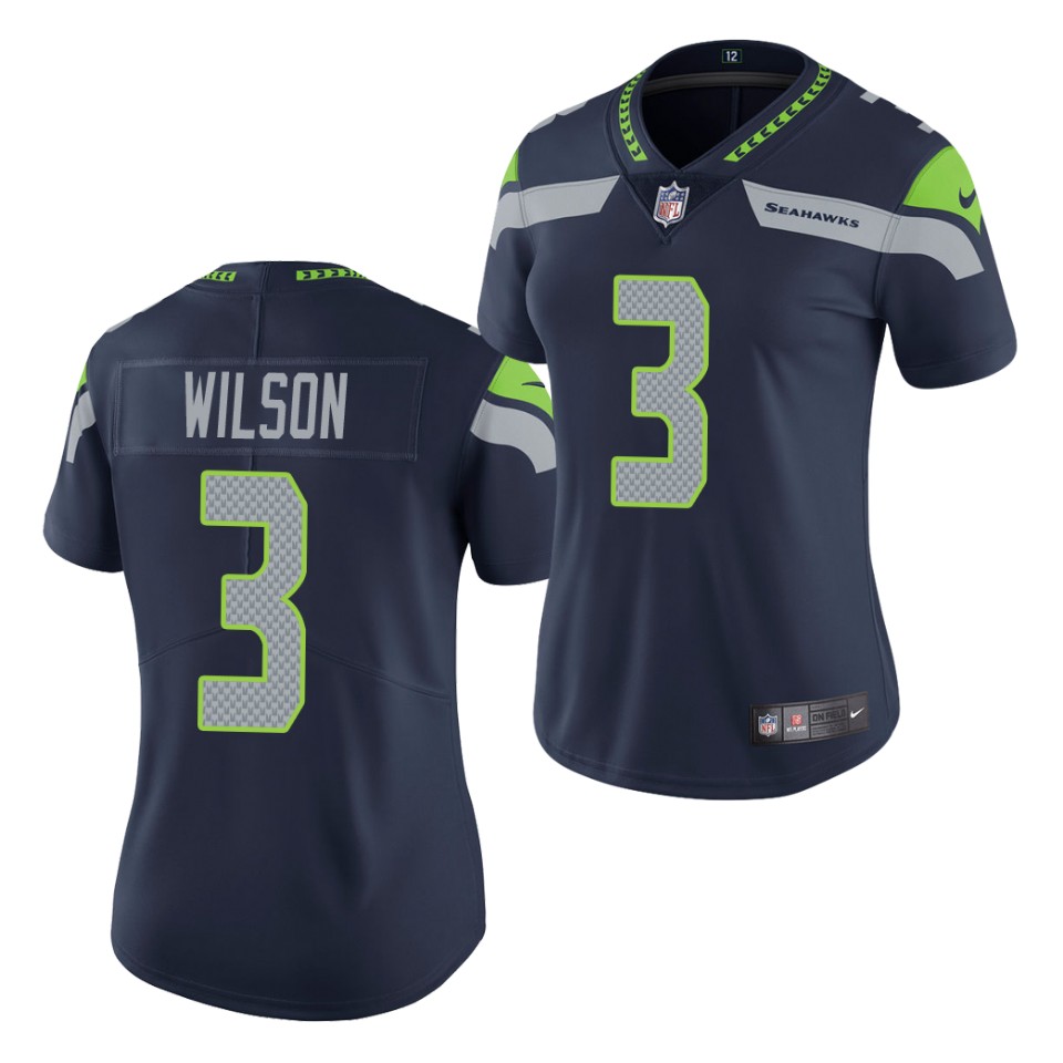 Women's Seattle Seahawks #3 Russell Wilson Navy Untouchable Limited Stitched Jersey