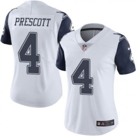 Women's Dallas Cowboys #4 Dak Prescott White Vapor Untouchable Limited Stitched NFL Jersey??Run Small?? - Click Image to Close