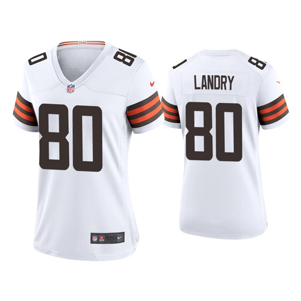 Women's Cleveland Browns #80 Jarvis Landry 2020 New White Stitched Jersey(Run Small) - Click Image to Close