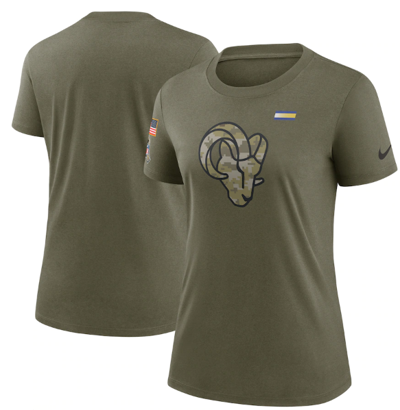 Women's Los Angeles Rams Olive 2021 Salute To Service T-Shirt (Run Small)