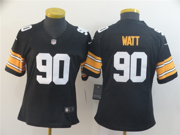 Women's Pittsburgh Steelers #90 T. J. Watt Black Vapor Untouchable Limited Stitched NFL Jersey(Run Small)