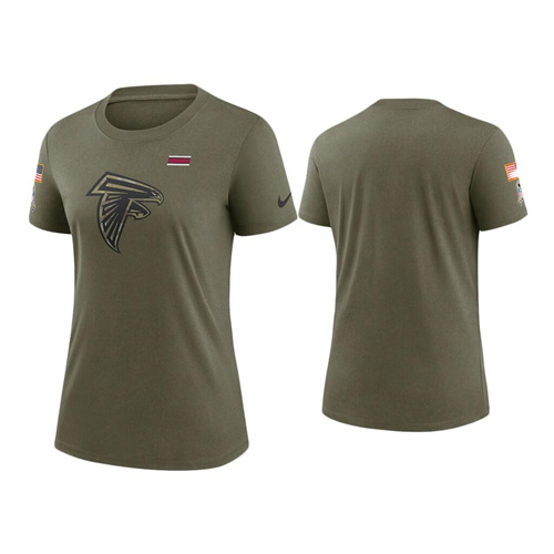 Women's Atlanta Falcons Olive 2021 Salute To Service T-Shirt (Run Small)