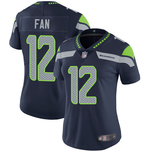 Women's Seahawks #12 Fan Navy Vapor Untouchable Limited Stitched NFL Jersey