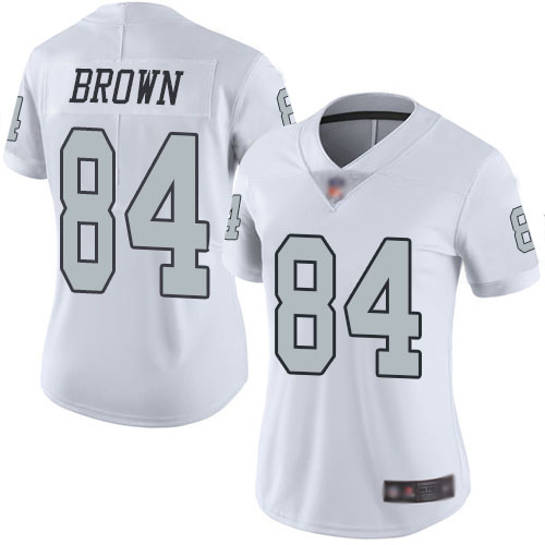 Women's Oakland Raiders #84 Antonio Brown White Limited Rush Stitched NFL Jersey(Run Small) - Click Image to Close