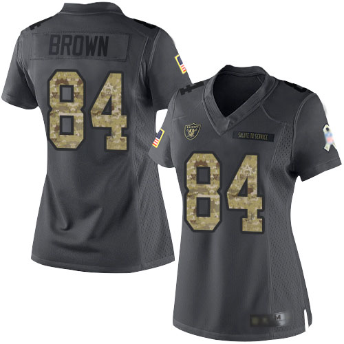 Women's Oakland Raiders #84 Antonio Brown Black Salute To Service Limited Stitched NFL Jersey