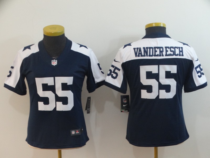 Women's Dallas Cowboys #55 Leighton Vander Esch Navy Thanksgiving Vapor Untouchable Limited Stitched NFL Jersey