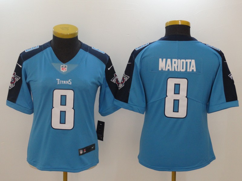 Women's Tennessee Titans #8 Marcus Mariota Light Blue New 2018 Vapor Untouchable Limited Stitched NFL Jersey - Click Image to Close