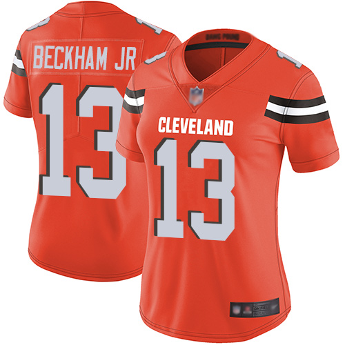 Women's Cleveland Browns #13 Odell Beckham Jr. Orange Vapor Untouchable Limited Stitched NFL Jersey(Run Small)