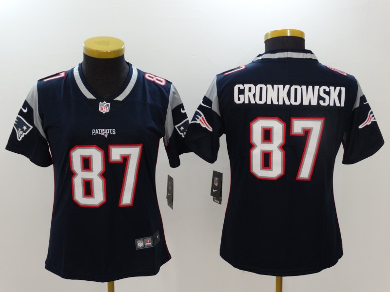 Women's New England Patriots #87 Rob Gronkowski Navy Limited Stitched NFL Jersey - Click Image to Close