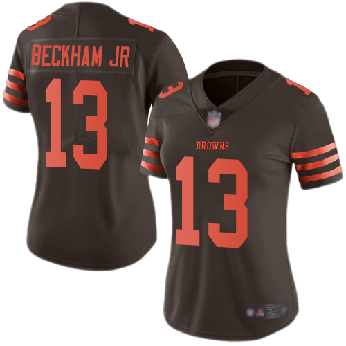 Women's Cleveland Browns #13 Odell Beckham Jr. Brown Color Rush Limited Stitched NFL Jersey(Run Small)