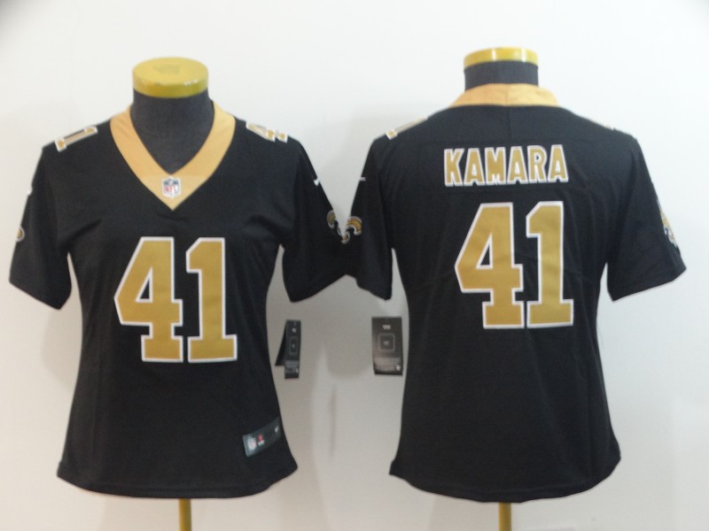 Women's New Orleans Saints #41 Alvin Kamara Black Vapor Untouchable Limited Stitched NFL Jersey - Click Image to Close