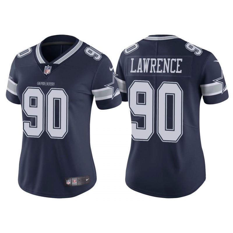 Women's Dallas Cowboys #90 DeMarcus Lawrence Navy Vapor limited Stitched Jersey(Run Smaller)