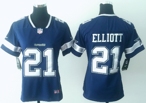 Women's Nike Dallas Cowboys #21 Ezekiel Elliott Navy Blue Untouchable Limited Stitched NFL Jersey - Click Image to Close