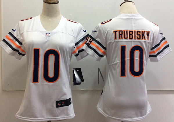 Women's Nike Chicago Bears #10 Mitchell Trubisky White Untouchable Limited Stitched NFL Jersey - Click Image to Close