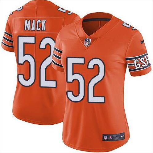 Women's Nike Chicago Bears #52 Khalil Mack Orange Untouchable Limited Stitched NFL Jersey - Click Image to Close