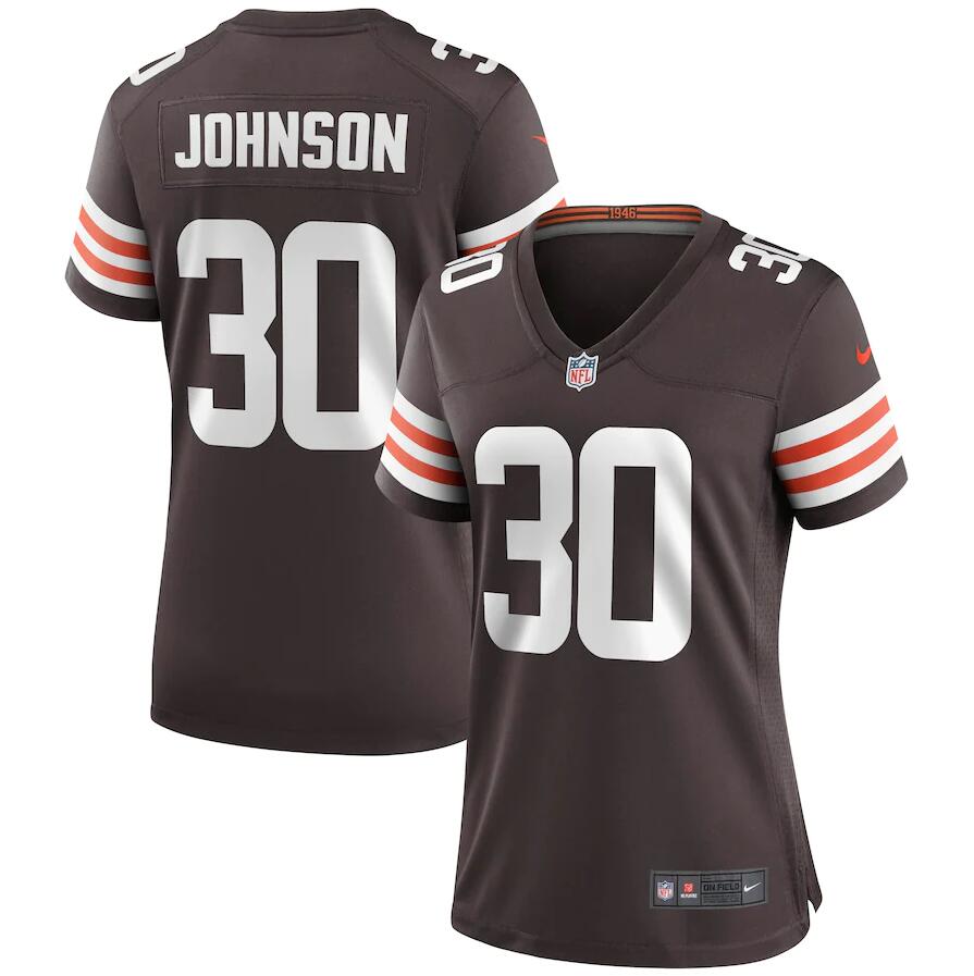 Women's Cleveland Browns #30 D??Ernest Johnson Brown Stitched Jersey(Run Smaller)