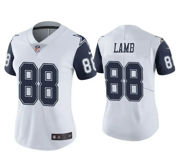 Women's Dallas Cowboys #88 Ceedee Lamb White Vapor Untouchable Limited Stitched Jersey(Run Small)