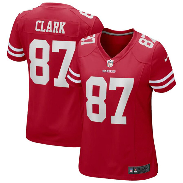 Women's San Francisco 49ers #87 Dwight Clark Red Stitched Jersey(Run Small)