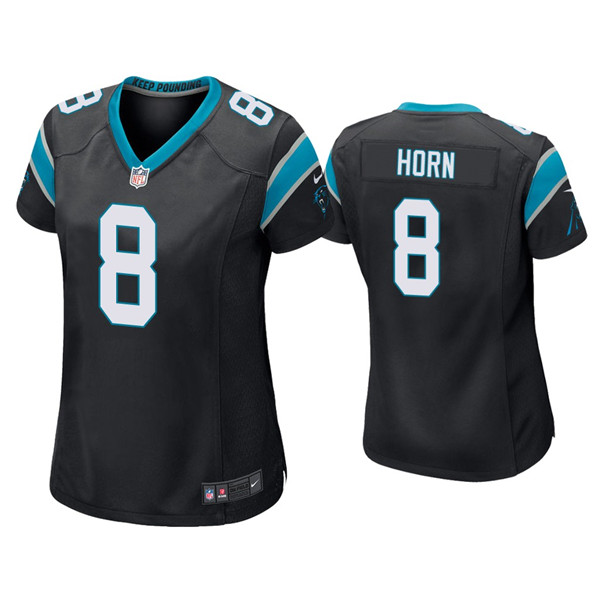 Women's Carolina Panthers #8 Jaycee Horn Black Vapor Untouchable Limited Stitched Jersey(Run Small) - Click Image to Close