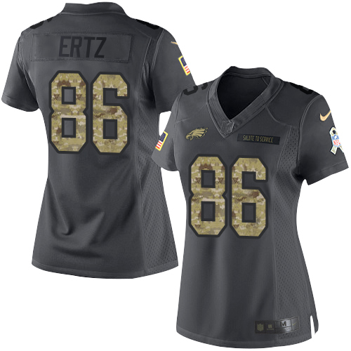 Nike Eagles #86 Zach Ertz Black Women's Stitched NFL Limited 2016 Salute to Service Jersey - Click Image to Close