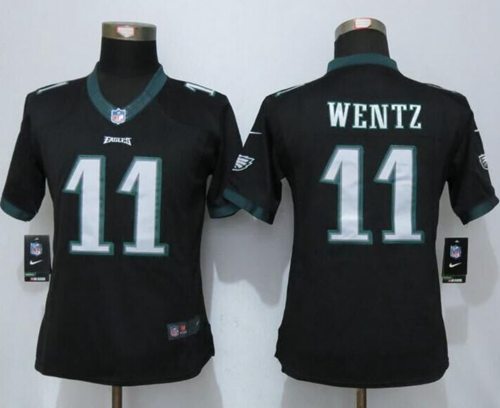 Nike Eagles #11 Carson Wentz Black Alternate Women's Stitched NFL New Limited Jersey - Click Image to Close