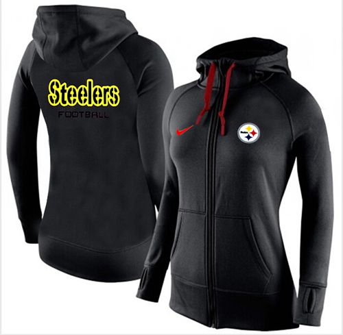 Women's Nike Pittsburgh Steelers Full-Zip Performance Hoodie Black_1