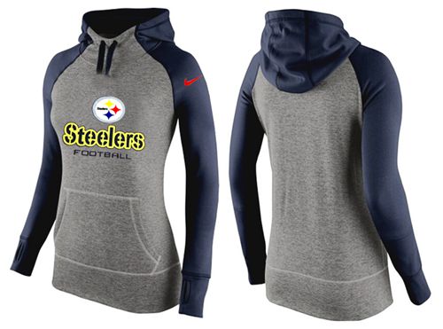 Women's Nike Pittsburgh Steelers Performance Hoodie Grey & Dark Blue_2