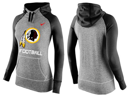 Women's Nike Washington Redskins Performance Hoodie Grey & Black_1